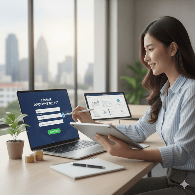 Man smiling while using phone